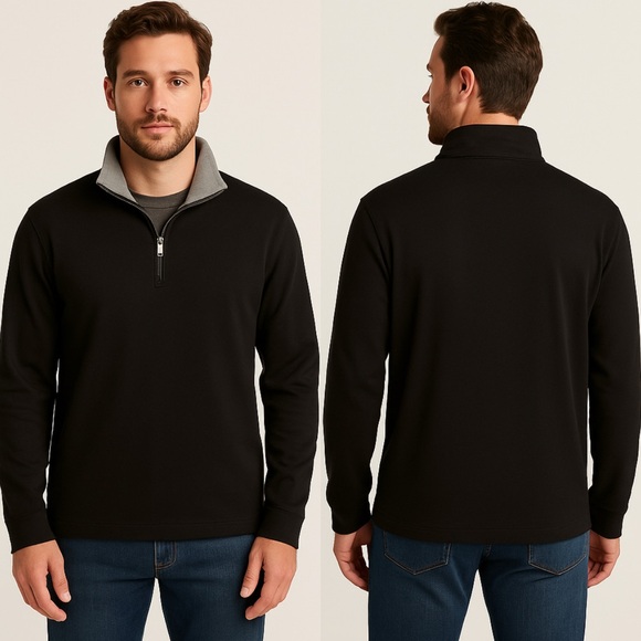 Michael Kors Black Quarter-Zip Pullover Sweater Size Large - Picture 1 of 7